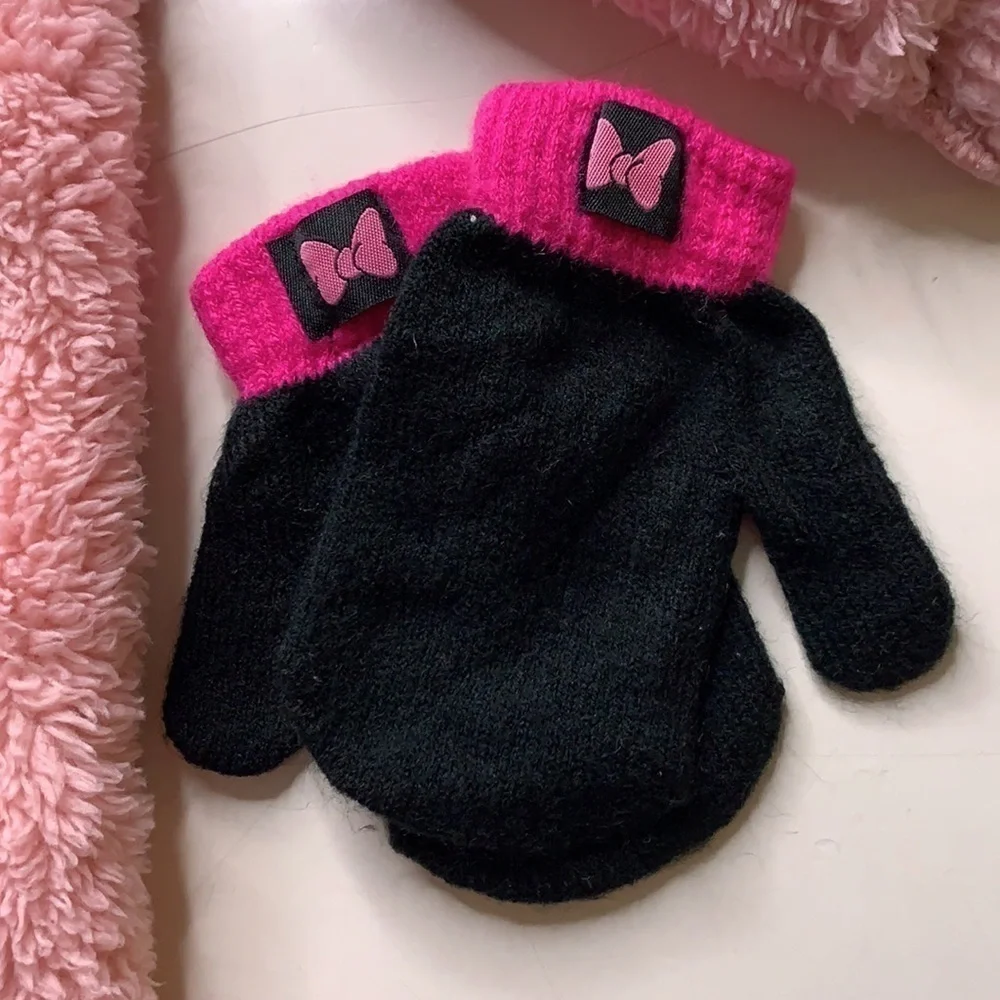 Carters pink teddy fleece footed bodysuit mitten hand covers Infant 6 months